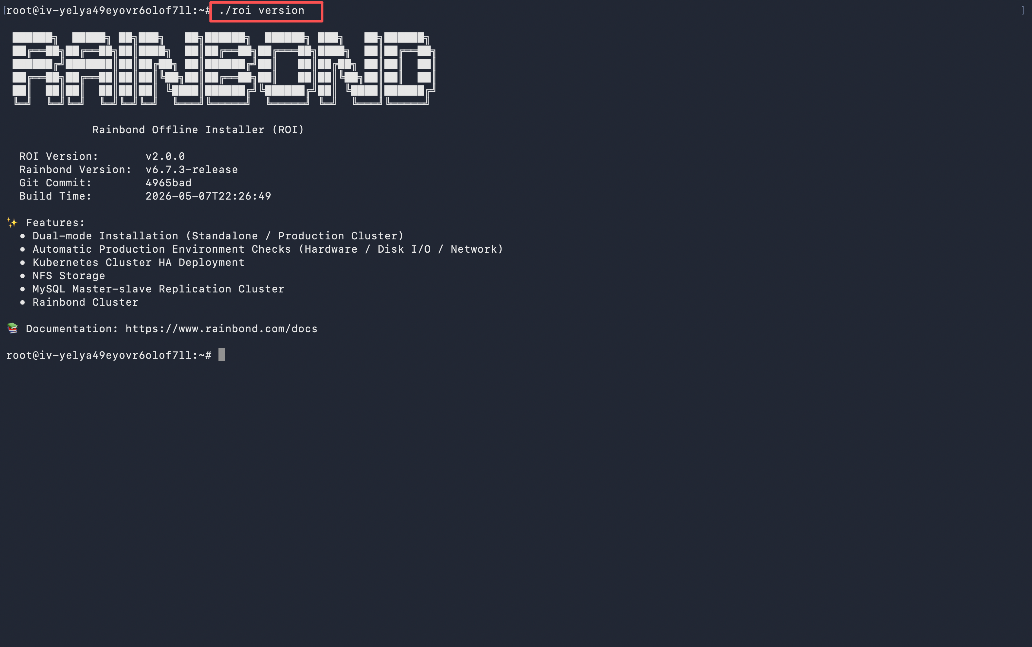 查看 ROI 和默认 Rainbond 版本的终端截图